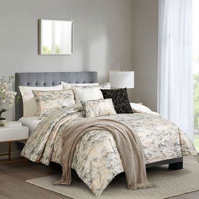 Allure Leland 10-Piece Super King Comforter Set 260X260 Cm Ivory